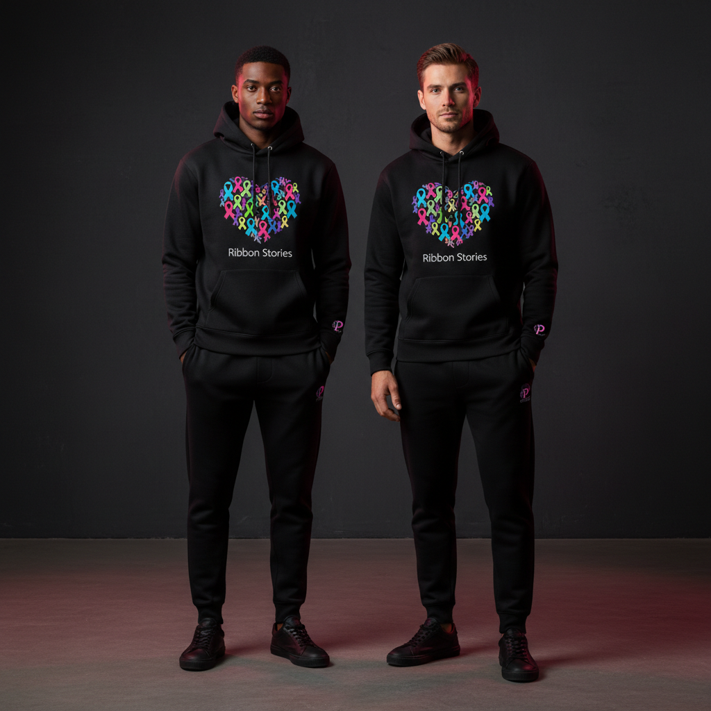 Ribbon Stories Black Men's Hoodie Set